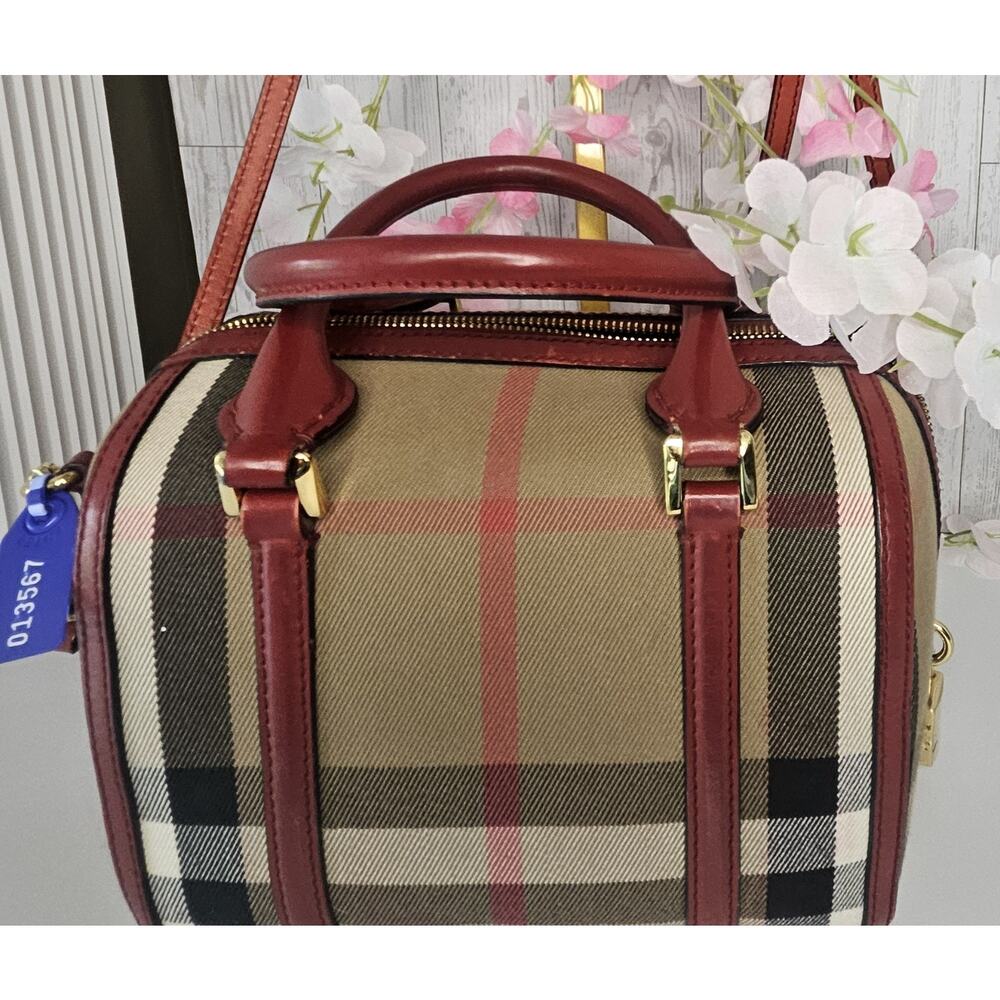 BURBERRY House Check Bridle 100 % Calfskin Medium Alchester Bowling Bag Italy - Picture 5 of 16